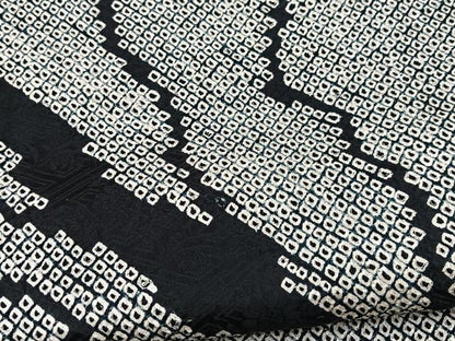 平和屋着物■訪問着　総絞り　道長文　黒地　正絹　逸品　BAAX9144yc