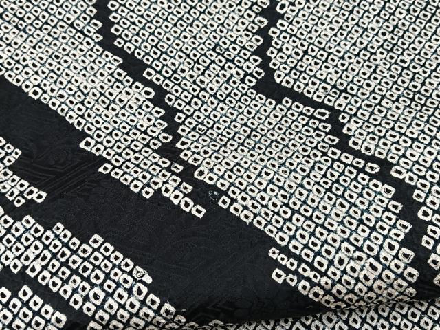 平和屋着物■訪問着　総絞り　道長文　黒地　正絹　逸品　BAAX9144yc