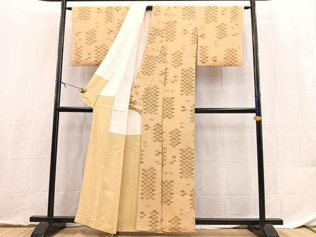平和屋着物■上質な小紋　舞蝶文　鬼しぼ縮緬　正絹　逸品　BAAX9147yc