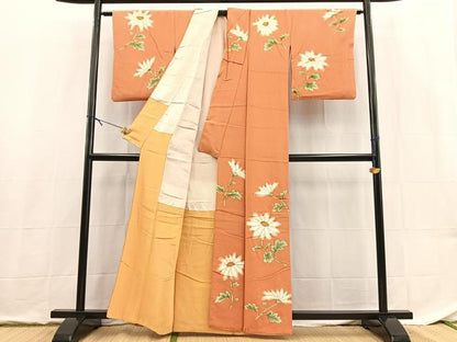 平和屋着物■訪問着　手描き　草花文　正絹　逸品　BAAX9150yc