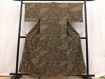 平和屋着物■上質な小紋　色紙重ね草花文　正絹　逸品　BAAX9152yc