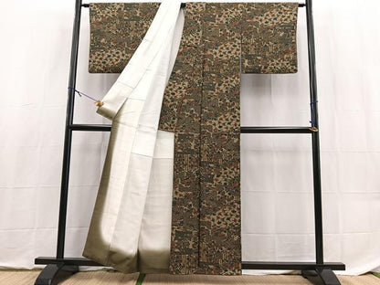 平和屋着物■上質な小紋　色紙重ね草花文　正絹　逸品　BAAX9152yc
