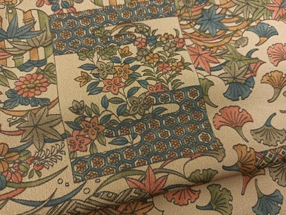平和屋着物■上質な小紋　色紙重ね草花文　正絹　逸品　BAAX9152yc