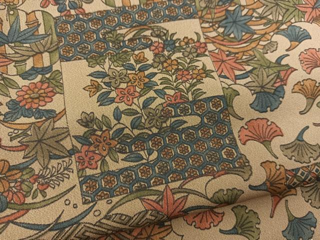 平和屋着物■上質な小紋　色紙重ね草花文　正絹　逸品　BAAX9152yc