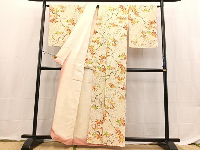 平和屋着物■上質な小紋　楓花文　正絹　逸品　BAAX9153yc