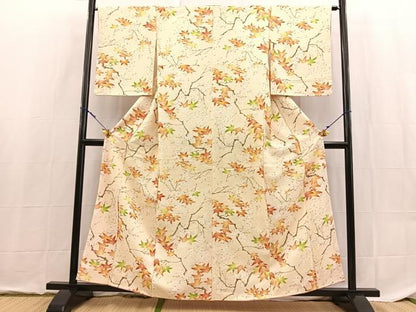 平和屋着物■上質な小紋　楓花文　正絹　逸品　BAAX9153yc