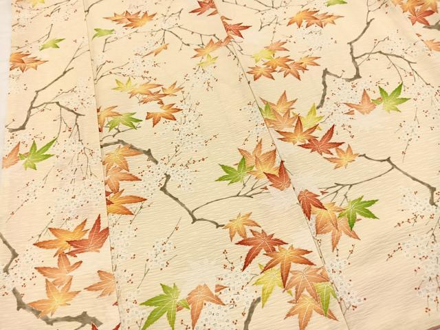 平和屋着物■上質な小紋　楓花文　正絹　逸品　BAAX9153yc