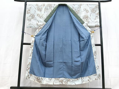 平和屋着物■男性　長襦袢　袷　瓢箪　風景文　正絹　逸品　BAAX9156yc