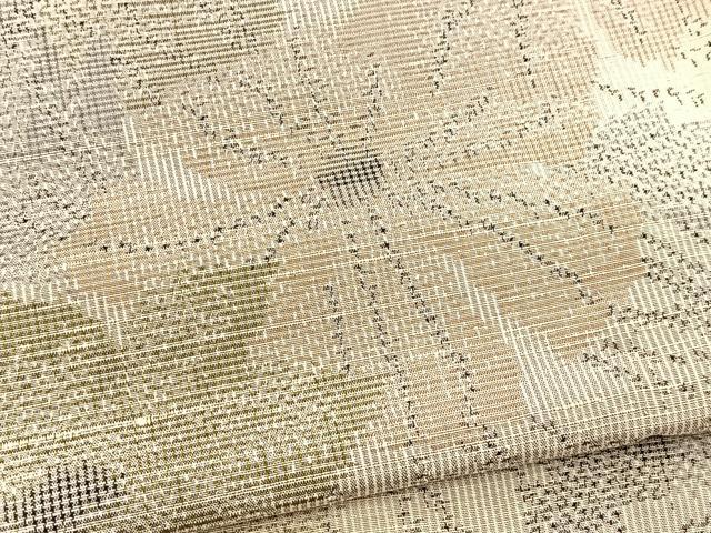 平和屋着物▽上質な紬　単衣　草花文　正絹　逸品　BAAX9173yc