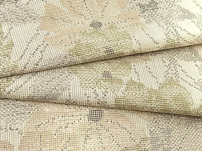 平和屋着物▽上質な紬　単衣　草花文　正絹　逸品　BAAX9173yc
