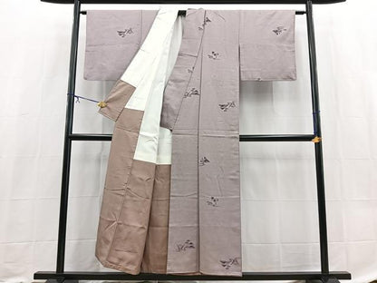 平和屋着物■上質なお召　流水風景花文　正絹　逸品　BAAX9174yc