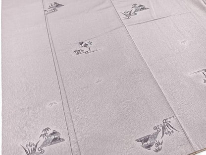 平和屋着物■上質なお召　流水風景花文　正絹　逸品　BAAX9174yc