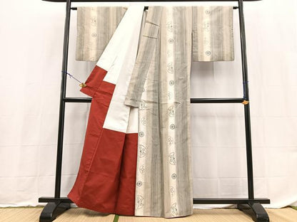 平和屋着物■上質な紬　源氏車間道　正絹　逸品　BAAX9175yc