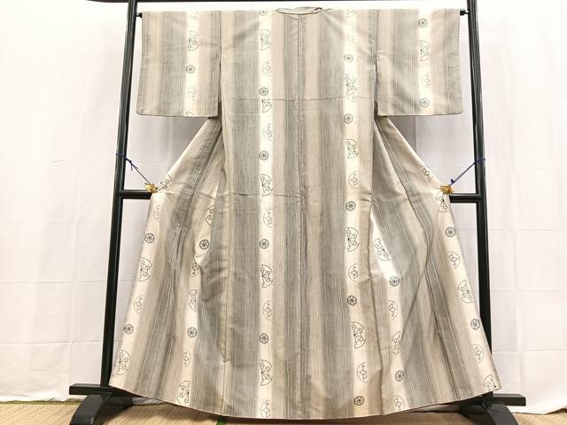 平和屋着物■上質な紬　源氏車間道　正絹　逸品　BAAX9175yc
