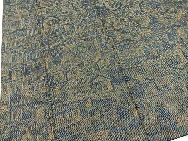 平和屋着物■上質な紬　風景文　正絹　逸品　BAAX9176yc