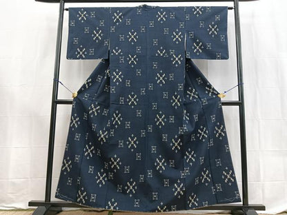 平和屋着物■上質な紬　幾何学文様　正絹　逸品　BAAX9178yc