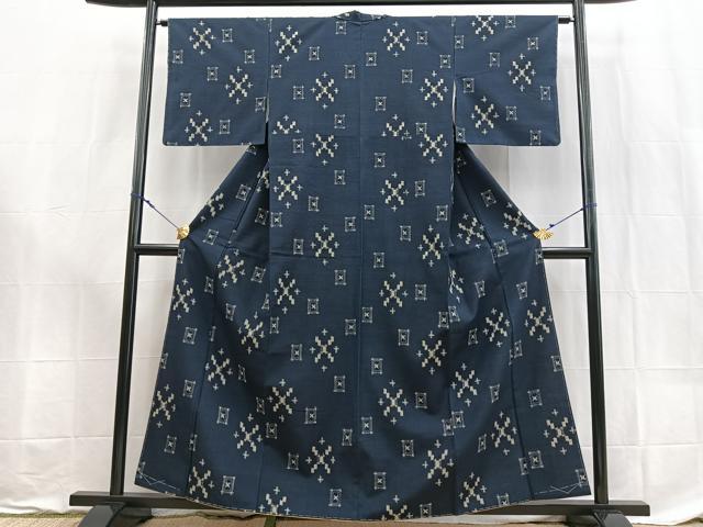 平和屋着物■上質な紬　幾何学文様　正絹　逸品　BAAX9178yc