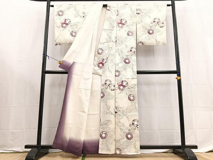 平和屋着物■上質な小紋　花丸文　銀彩　正絹　逸品　BAAX9180yc