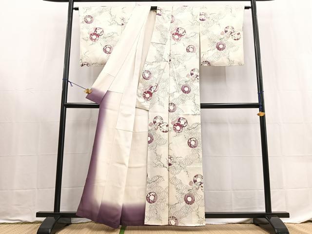 平和屋着物■上質な小紋　花丸文　銀彩　正絹　逸品　BAAX9180yc