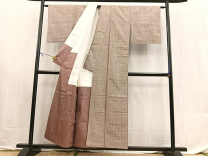 平和屋着物■上質な紬　幾何学文様　正絹　逸品　BAAX9186yc
