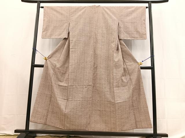 平和屋着物■上質な紬　幾何学文様　正絹　逸品　BAAX9186yc