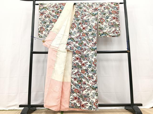 平和屋着物■上質な小紋　草花文　金彩　正絹　逸品　BAAX9190yc
