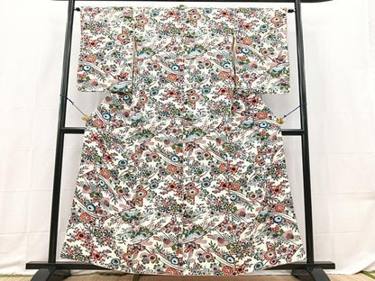平和屋着物■上質な小紋　草花文　金彩　正絹　逸品　BAAX9190yc