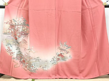 平和屋着物■訪問着　松竹梅吉祥花文　暈し染め　金銀彩　正絹　逸品　BAAX9194yc