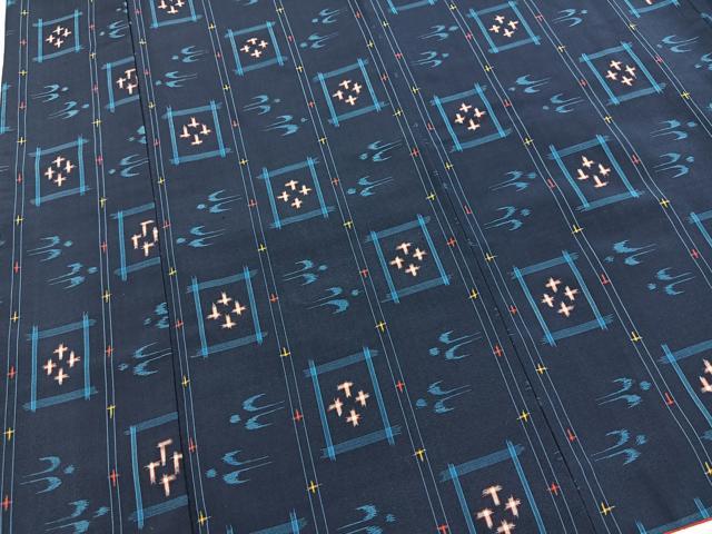 平和屋着物■上質な紬　琉球絣文様　正絹　逸品　BAAX9197yc