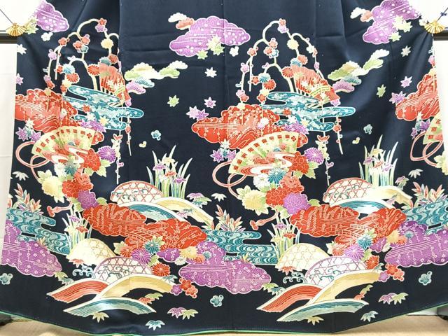 平和屋着物■訪問着　型染め　松竹梅吉祥花文　正絹　逸品　BAAX9198yc