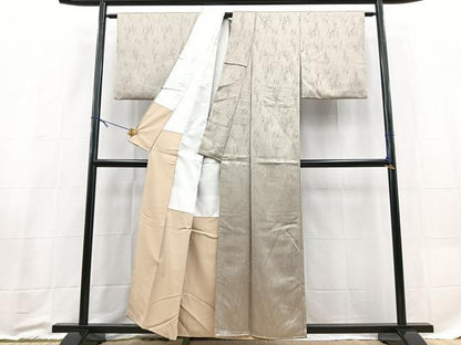 平和屋着物■上質な色無地　墨流し地紋　潤色　正絹　逸品　BAAX9199yc