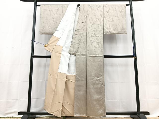 平和屋着物■上質な色無地　墨流し地紋　潤色　正絹　逸品　BAAX9199yc