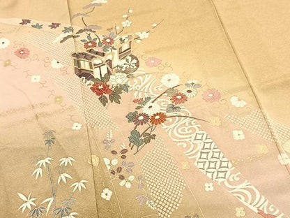 平和屋着物■訪問着　御所車花文　暈し染め　金彩　正絹　逸品　BAAX9200yc