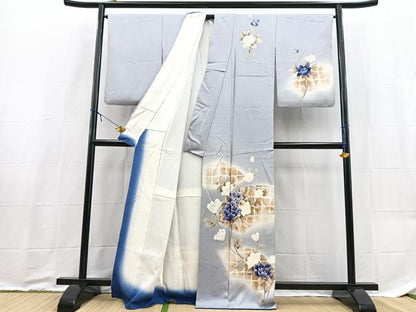 平和屋着物■訪問着　手描き　地紙花文　暈し染め　正絹　逸品　BAAX9201yc