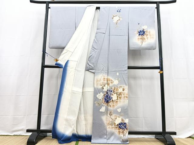 平和屋着物■訪問着　手描き　地紙花文　暈し染め　正絹　逸品　BAAX9201yc