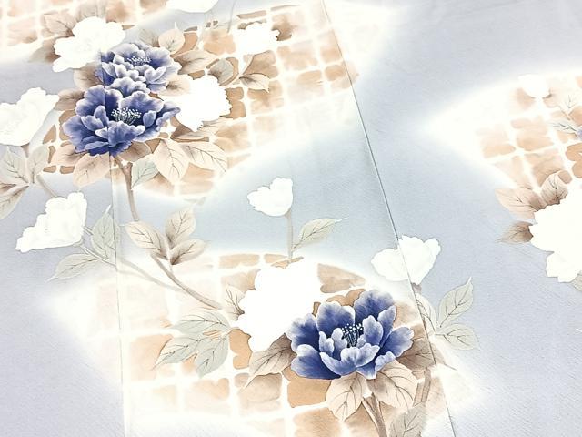 平和屋着物■訪問着　手描き　地紙花文　暈し染め　正絹　逸品　BAAX9201yc
