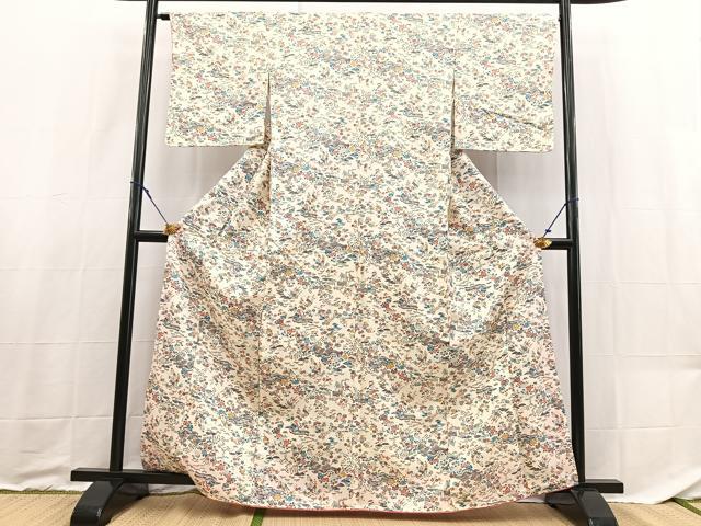 平和屋着物■上質な小紋　御所解花文　正絹　逸品　未使用　BAAX9202yc