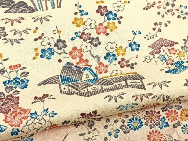 平和屋着物■上質な小紋　御所解花文　正絹　逸品　未使用　BAAX9202yc