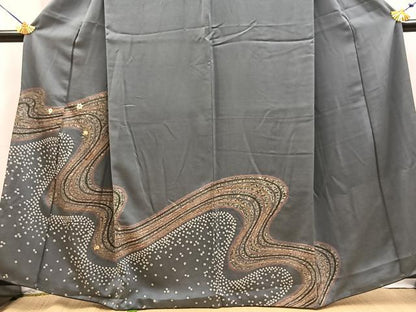 平和屋着物■訪問着　絞り　刺繍　流水花文　金糸　正絹　逸品　BAAX9203yc