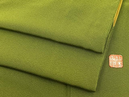 平和屋着物■服飾評論家　市田ひろみ監修　色無地　草色　正絹　逸品　BAAX9205yc