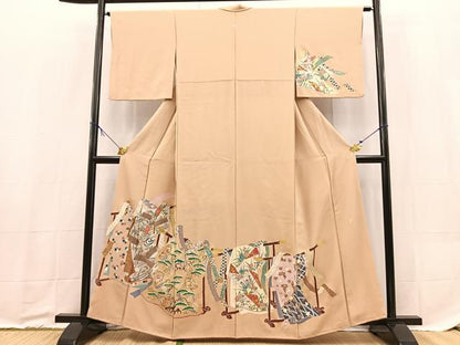 平和屋着物■訪問着　作家物　誰が袖花蝶文　金彩　正絹　逸品　BAAX9208yc