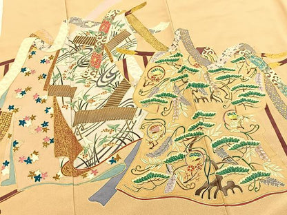 平和屋着物■訪問着　作家物　誰が袖花蝶文　金彩　正絹　逸品　BAAX9208yc