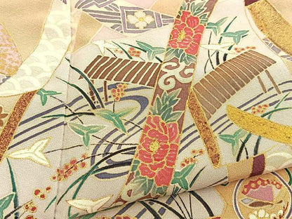 平和屋着物■訪問着　作家物　誰が袖花蝶文　金彩　正絹　逸品　BAAX9208yc