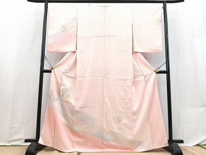 平和屋着物■訪問着　総刺繍　檜扇花文　暈し染め　金銀彩　正絹　逸品　BAAX9210yc