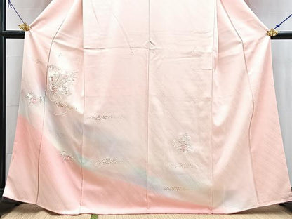 平和屋着物■訪問着　総刺繍　檜扇花文　暈し染め　金銀彩　正絹　逸品　BAAX9210yc