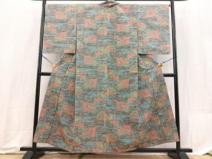 平和屋着物■上質な紬　吉祥文　正絹　逸品　未使用　BAAX9213yc