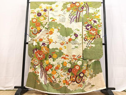 平和屋着物■豪華振袖　駒刺繍　花車文　金彩　正絹　逸品　BAAX9214yc