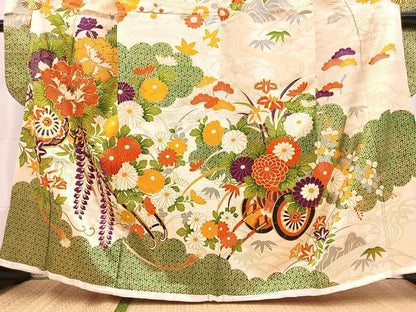 平和屋着物■豪華振袖　駒刺繍　花車文　金彩　正絹　逸品　BAAX9214yc