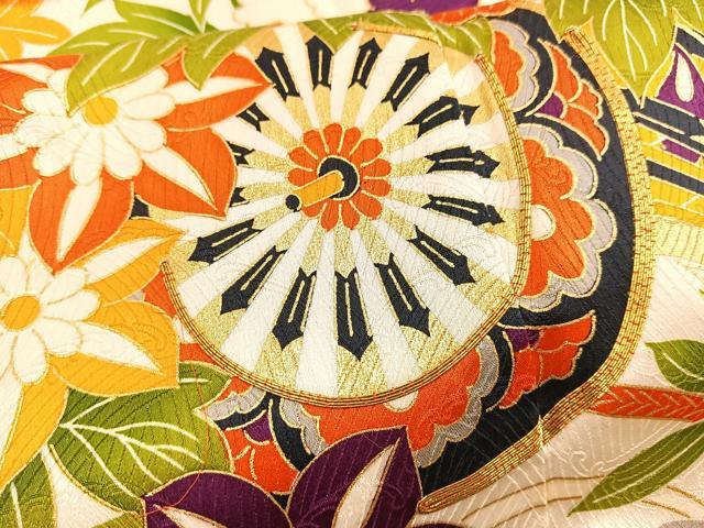 平和屋着物■豪華振袖　駒刺繍　花車文　金彩　正絹　逸品　BAAX9214yc