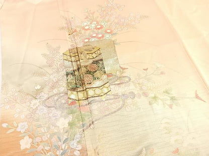 平和屋着物■訪問着　貝桶秋草文　暈し染め　金銀彩　やまと誂製　正絹　逸品　BAAX9215yc